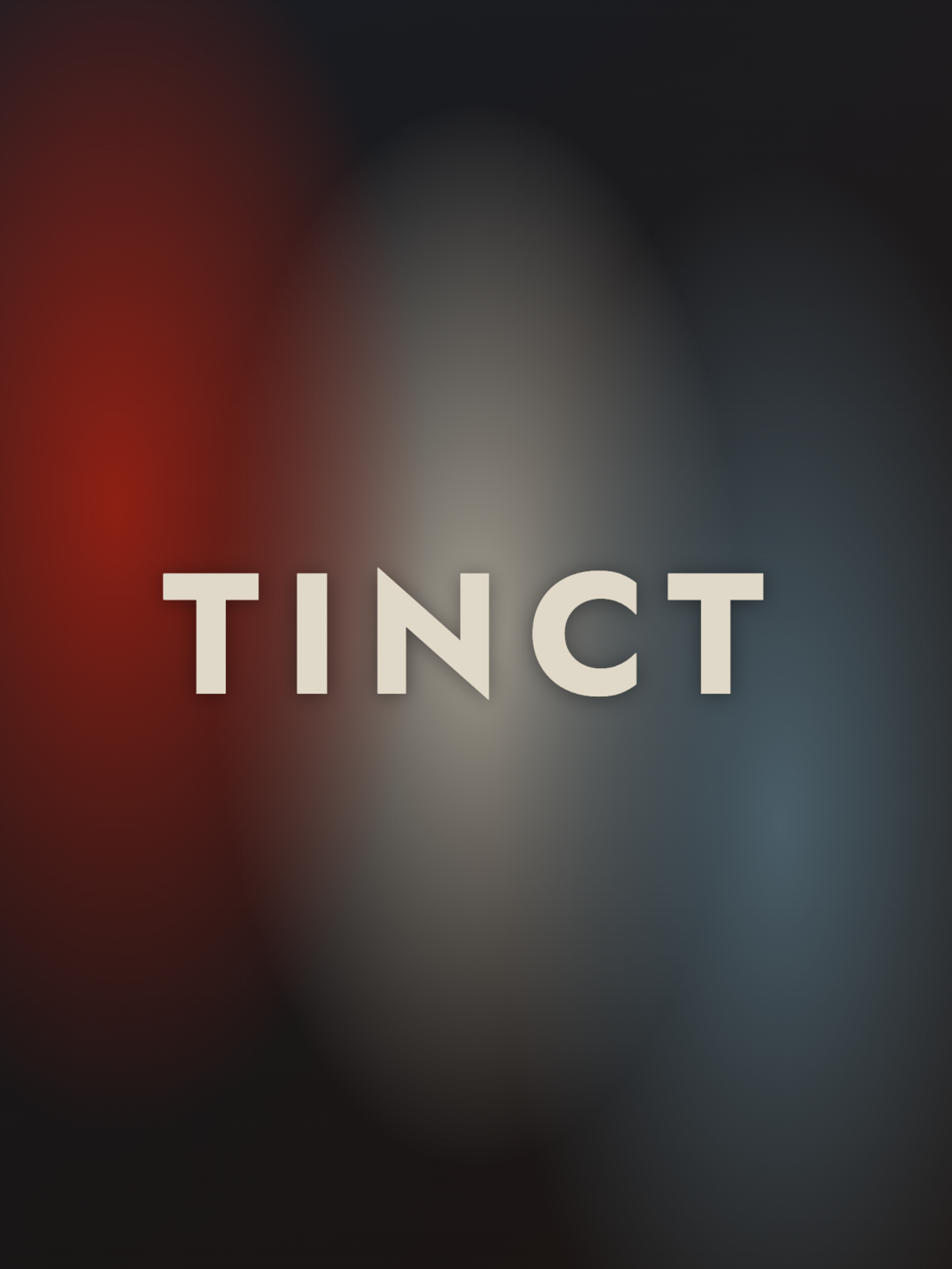 TINCT wordmark on a Bone-palette gradient — red, bone, blue (portrait 3:4).