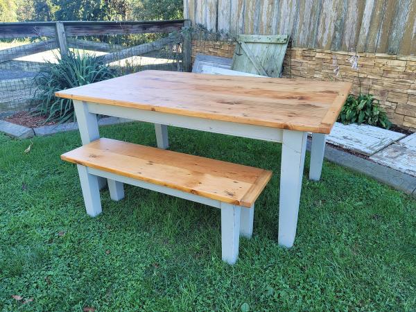 Reclaimed barnwood farm table with