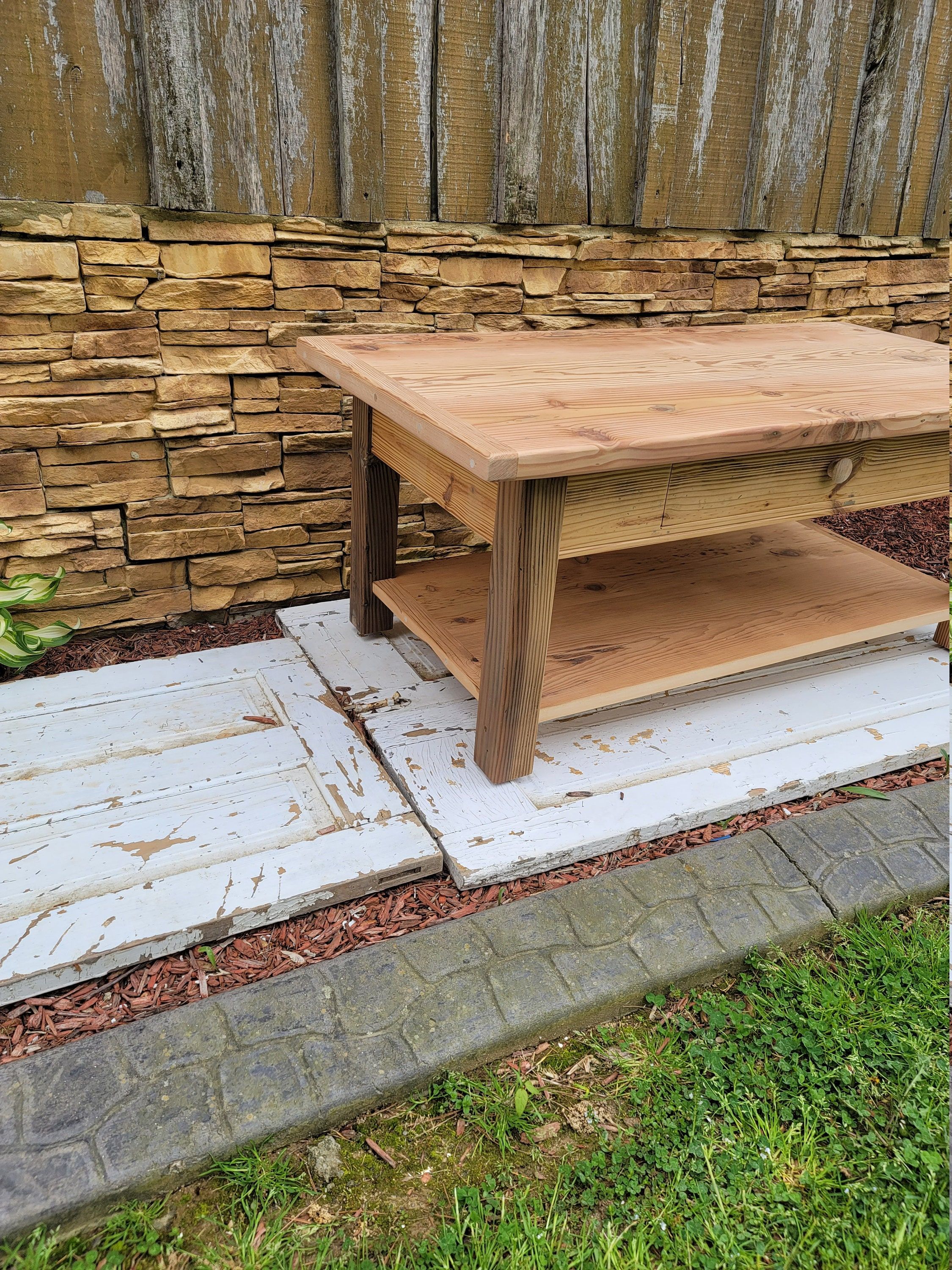 Reclaimed pine barnwood coffee table