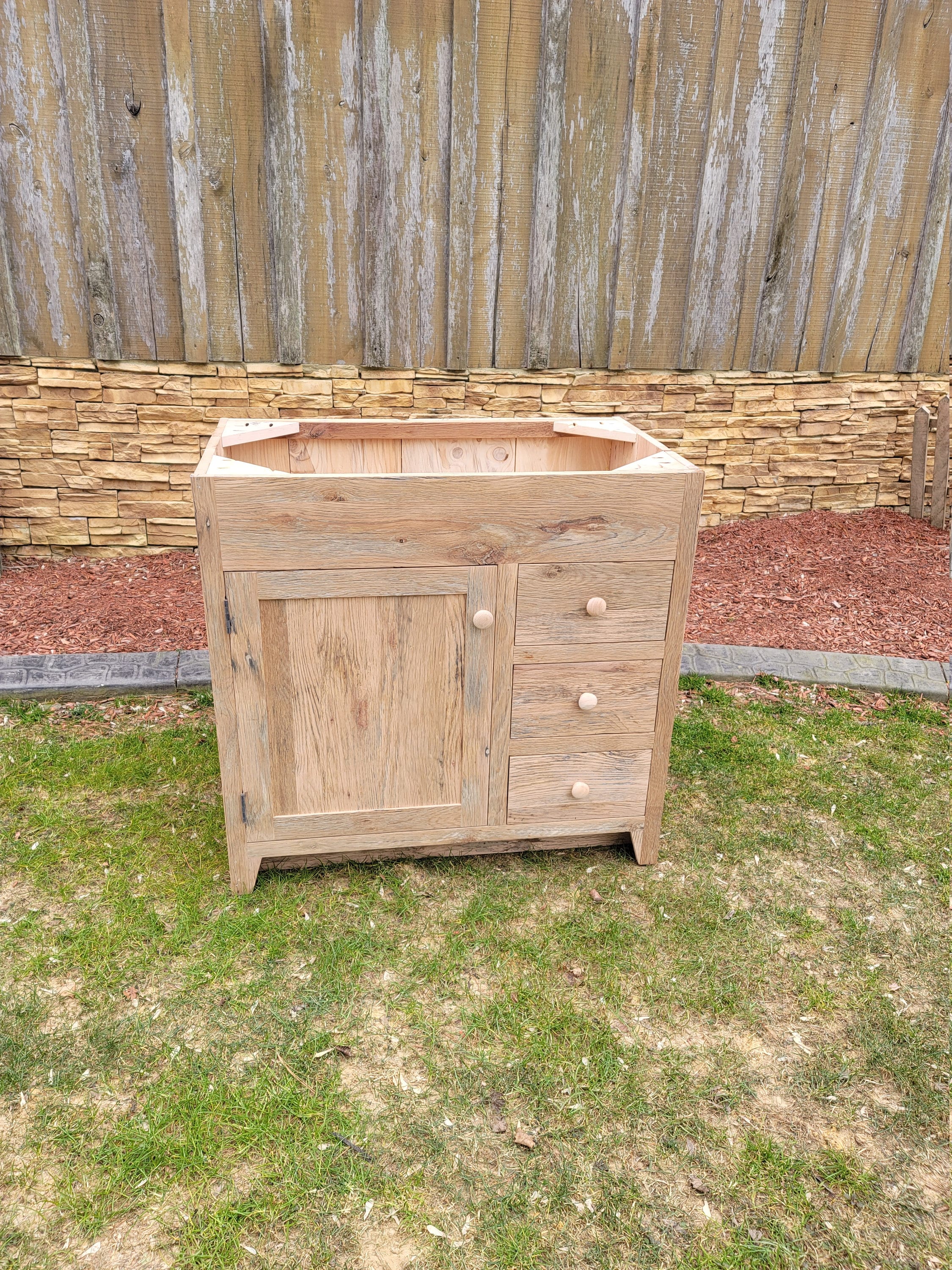 Reclaimed oak rustic barnwood vanity