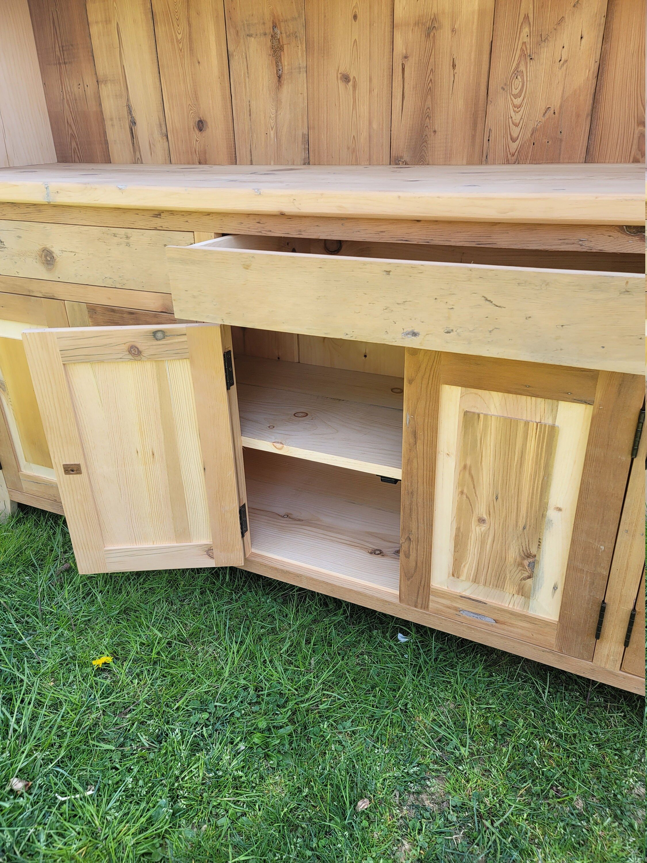 Reclaimed oak farmhouse hutch barnwood