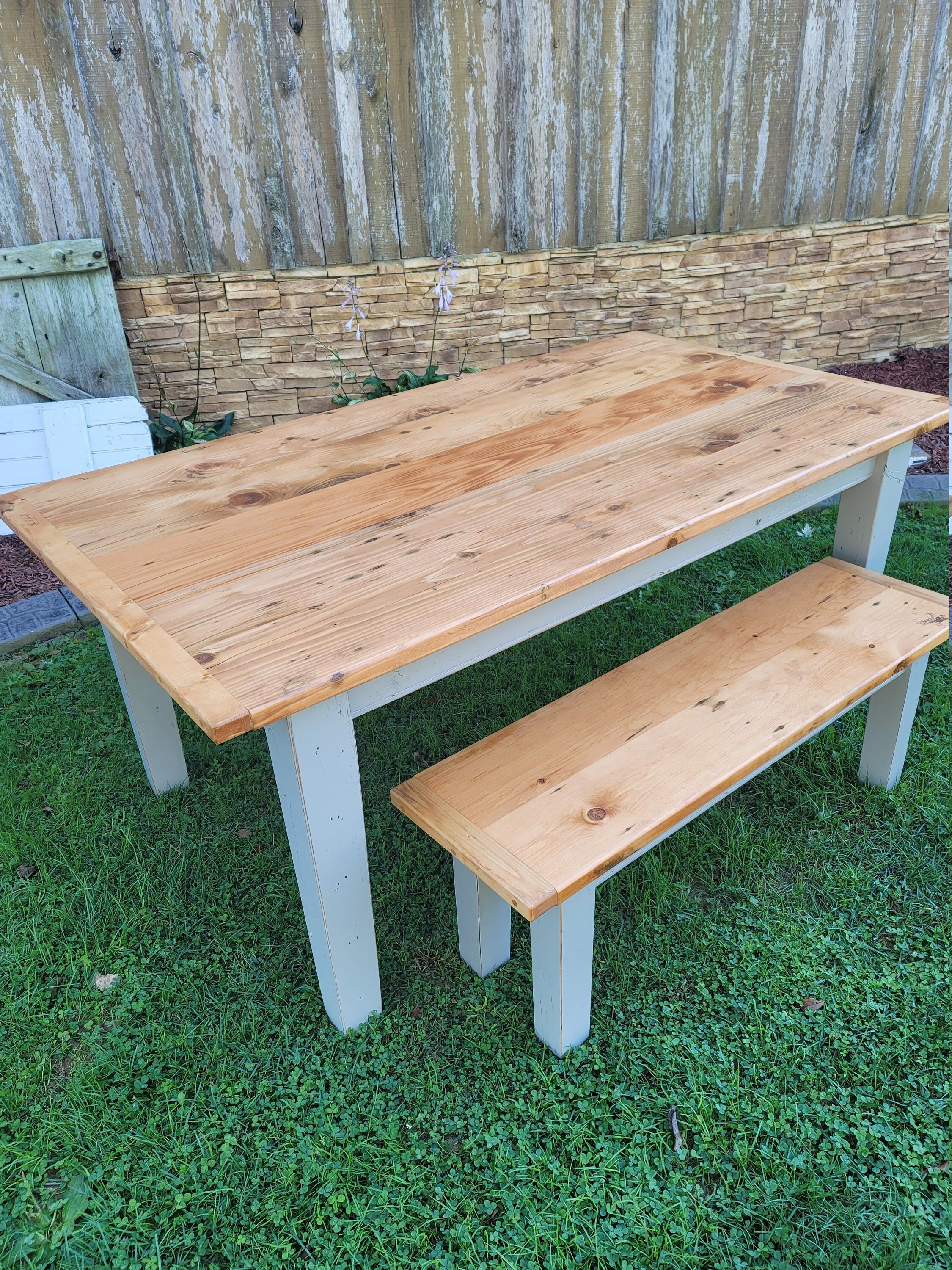 Reclaimed barnwood farm table with