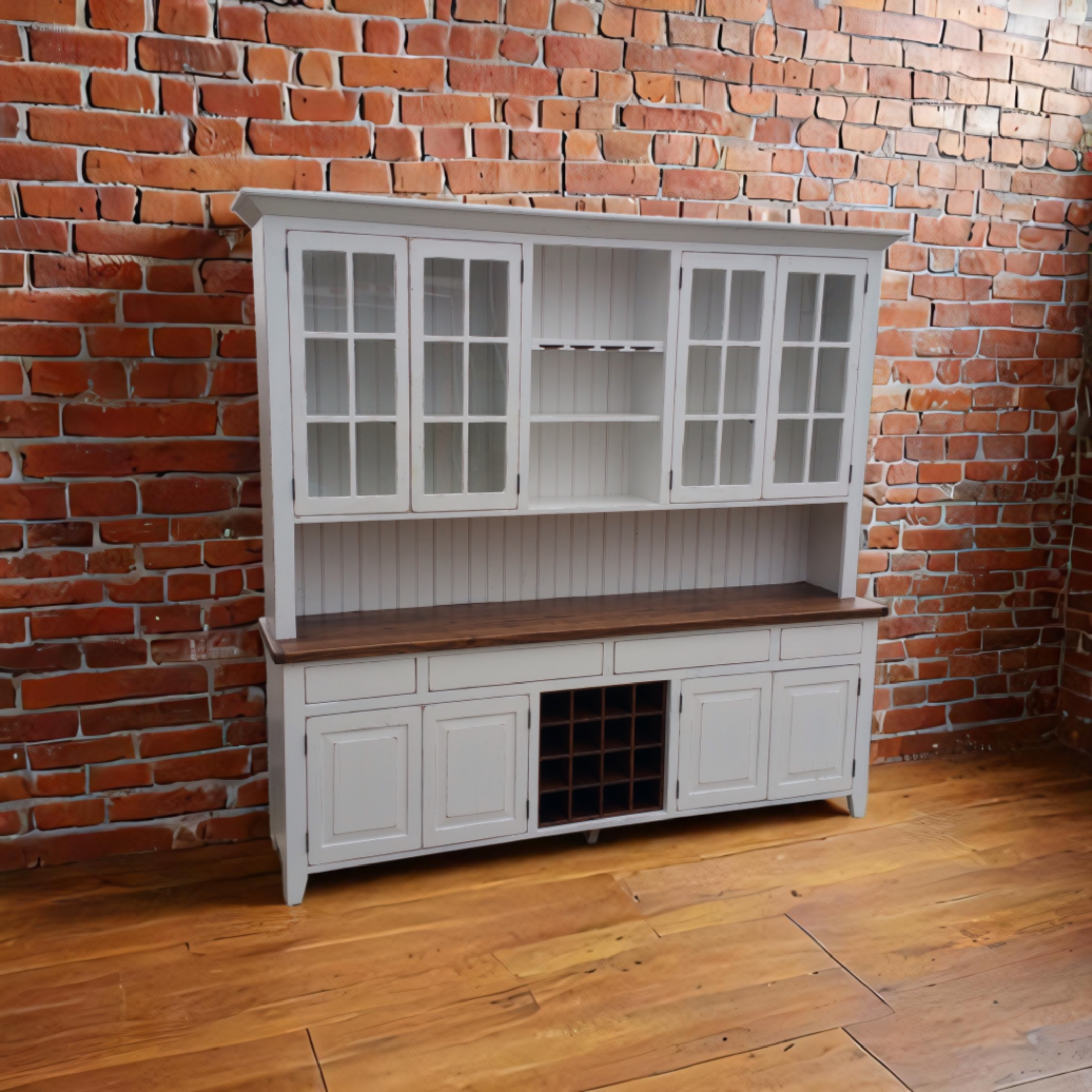 7 x 7 white hutch with wine rack