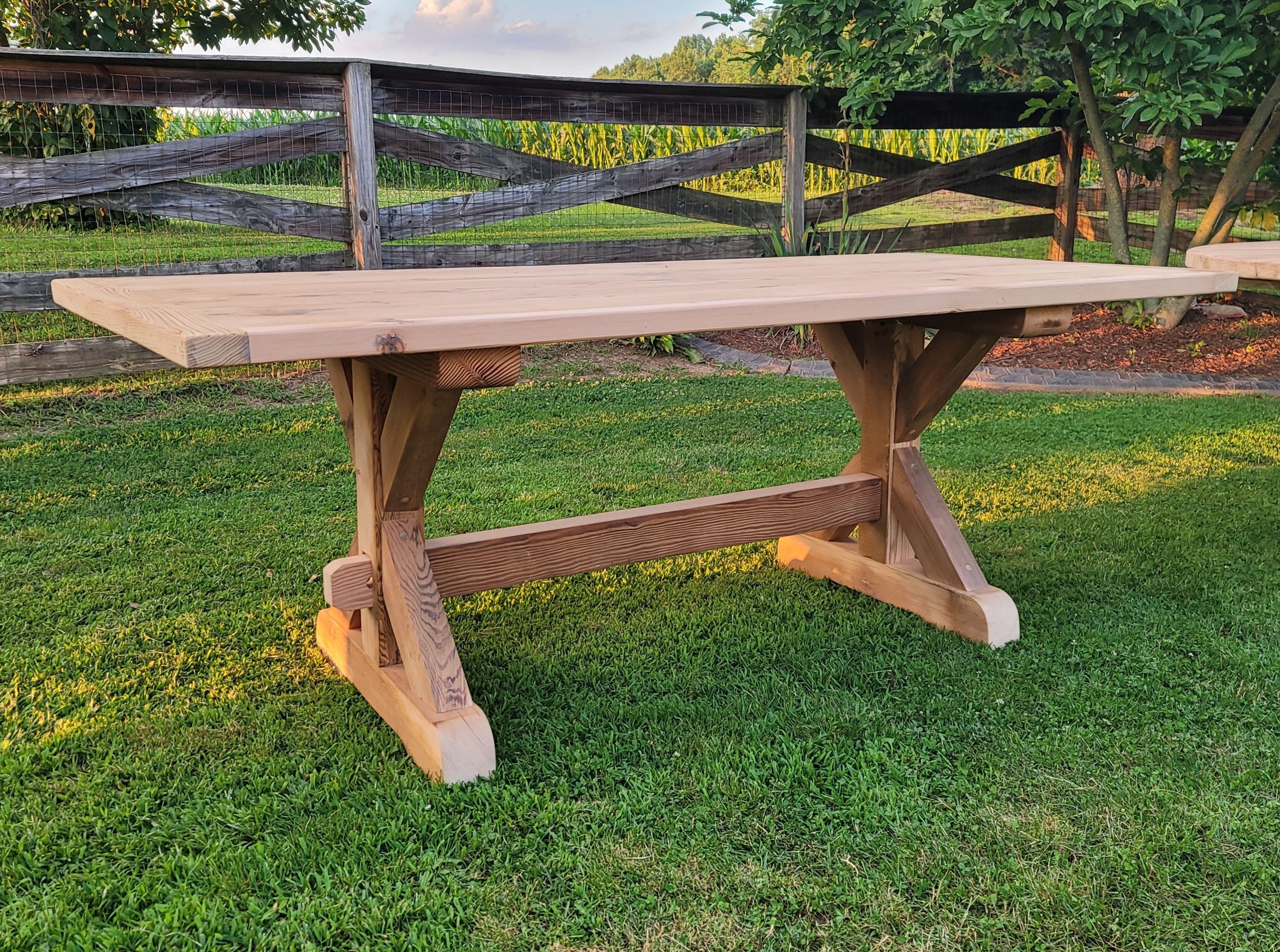 Reclaimed pine beam farmhouse trestle