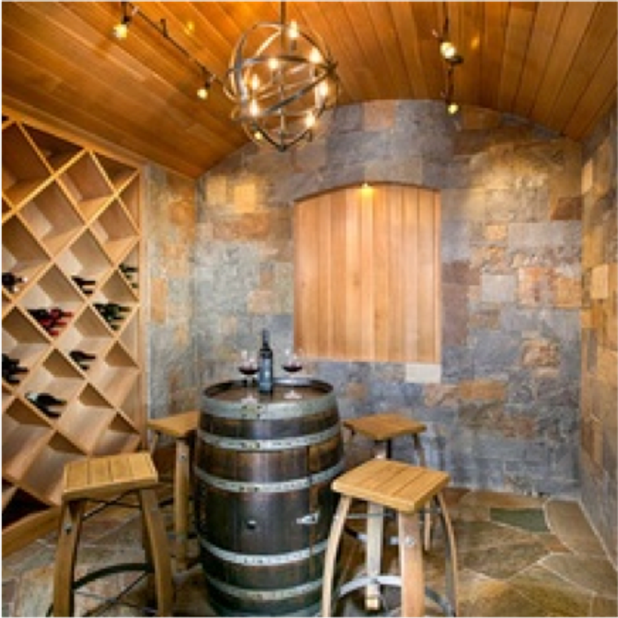reclaimed wine barrel table