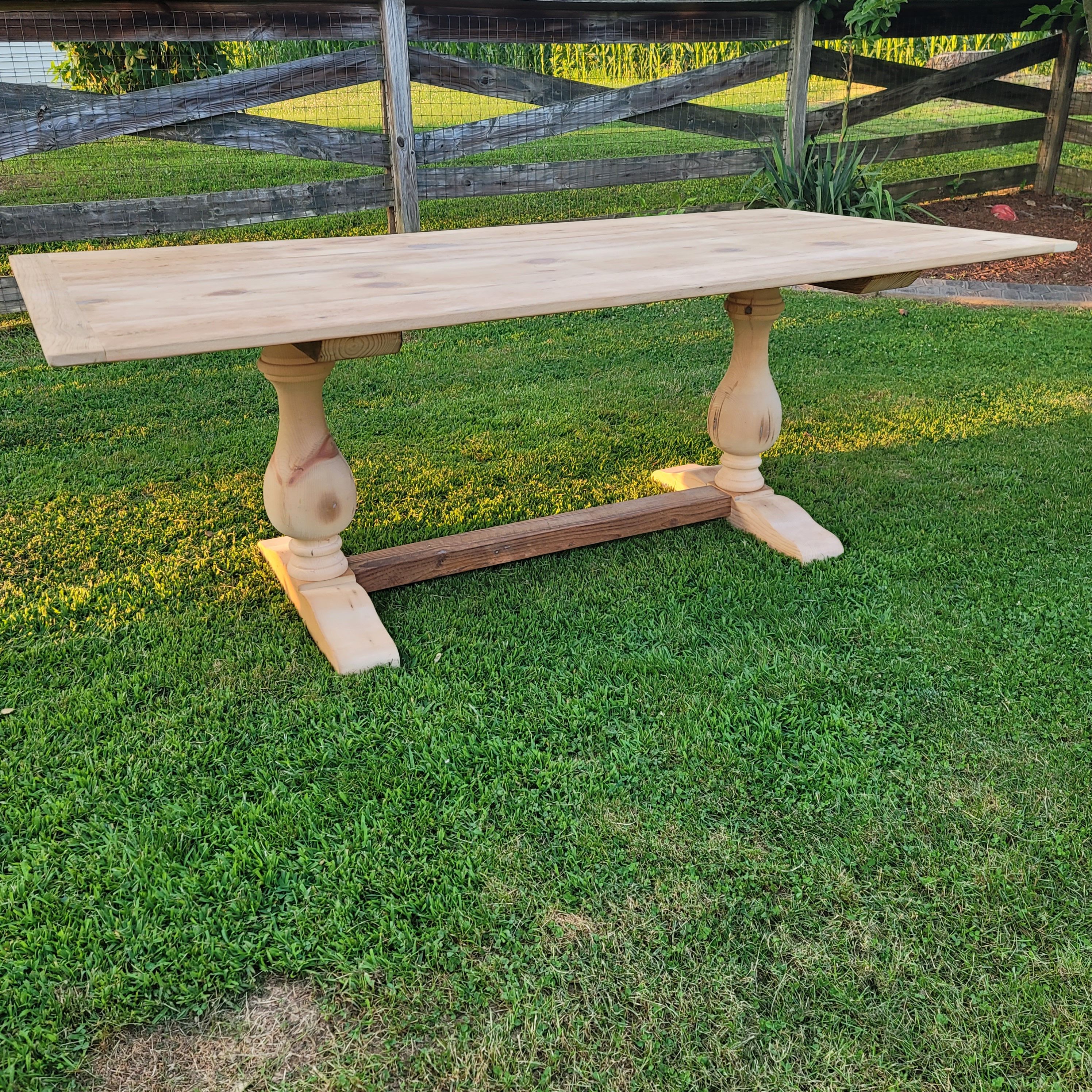 Reclaimed pine farmhouse trestle table