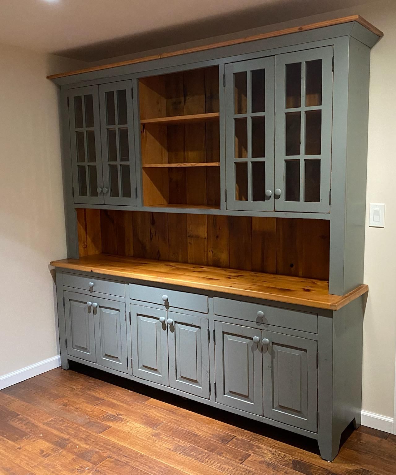 Farmhouse stepback hutch reclaimed pine