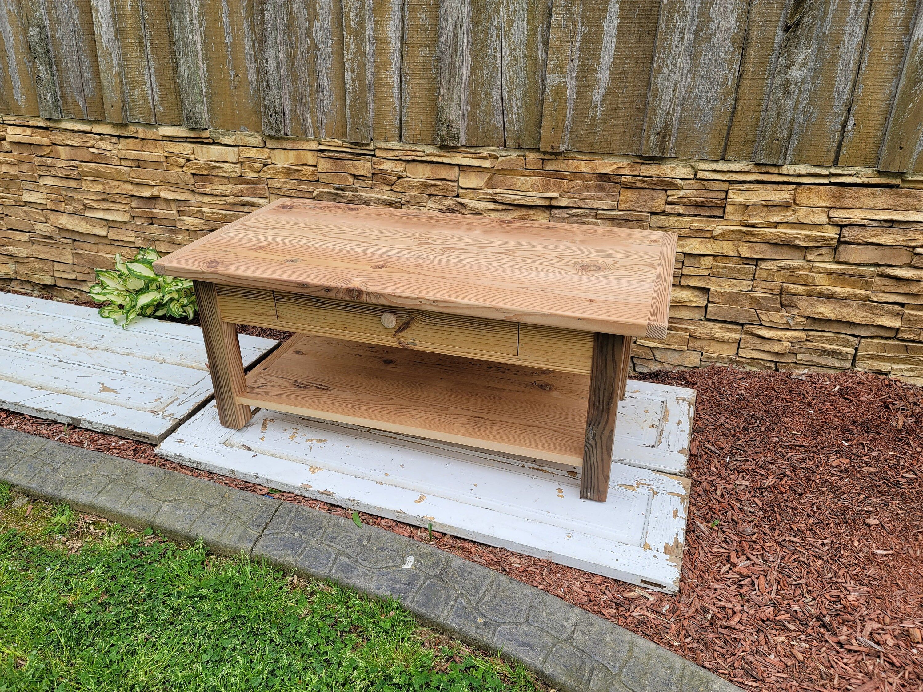 Reclaimed pine barnwood coffee table