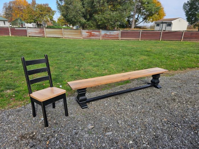 Reclaimed wood bench and chair seating