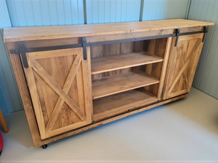 Reclaimed wood media console and entertainment center