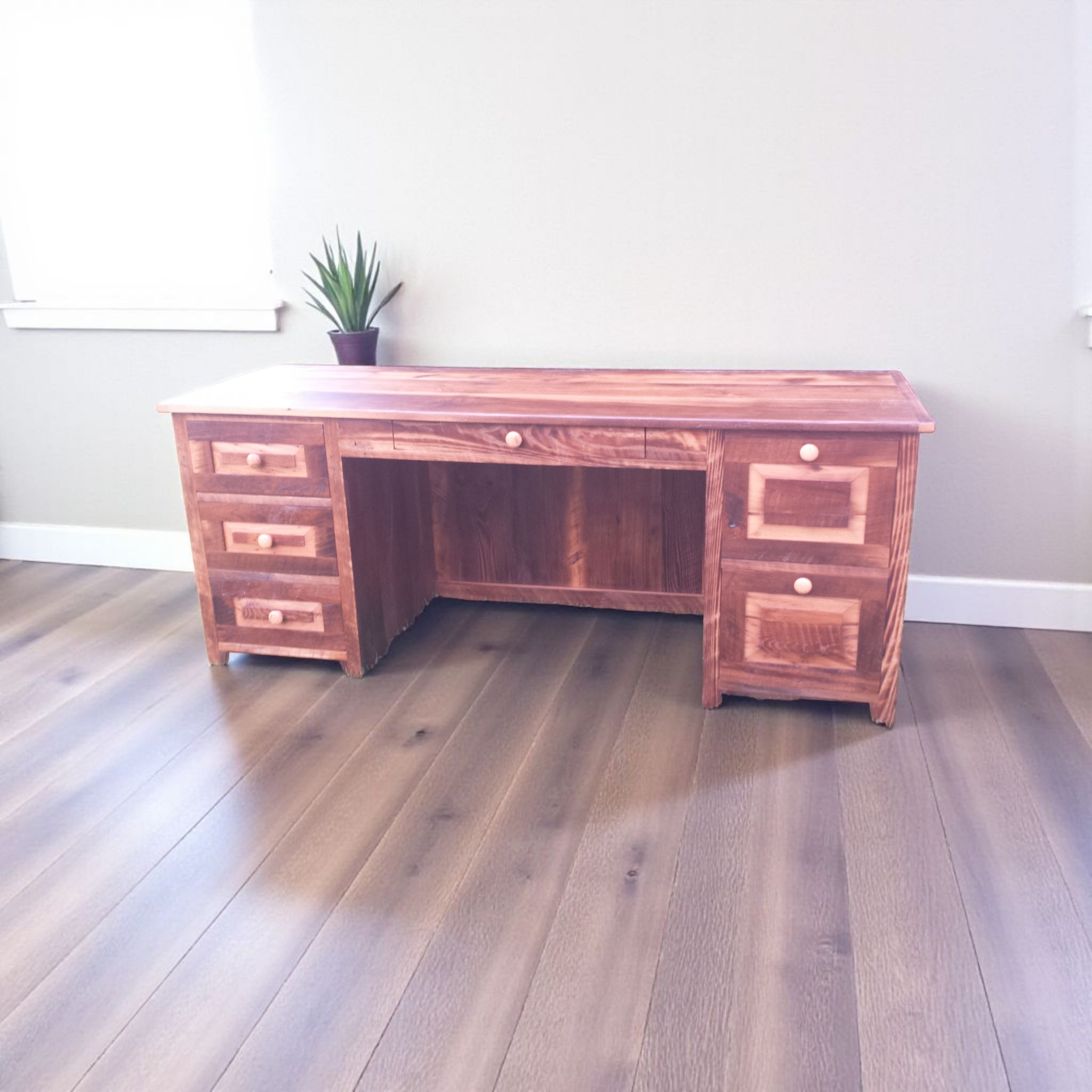 Reclaimed wood media console and entertainment center