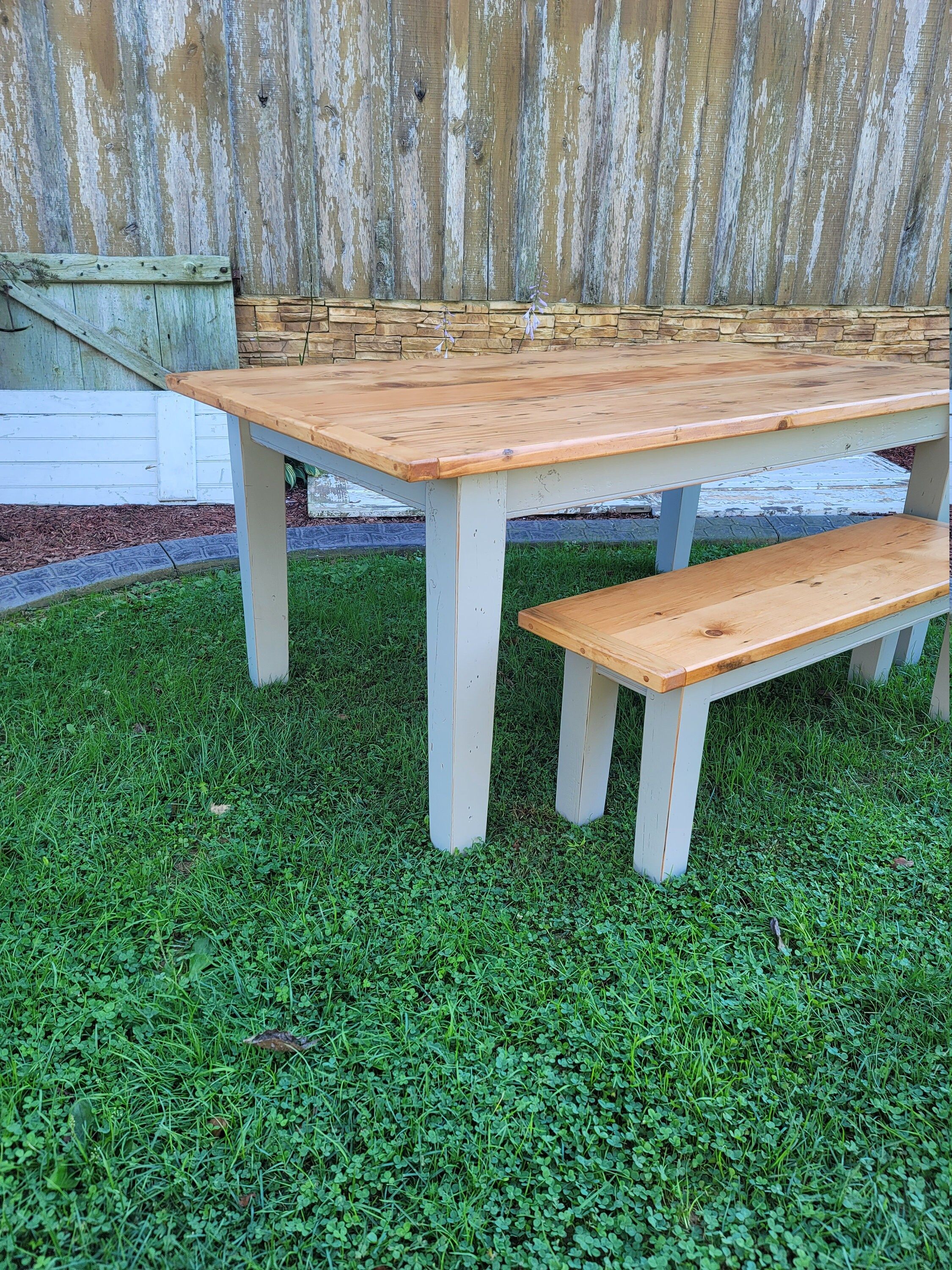 Reclaimed barnwood farm table with