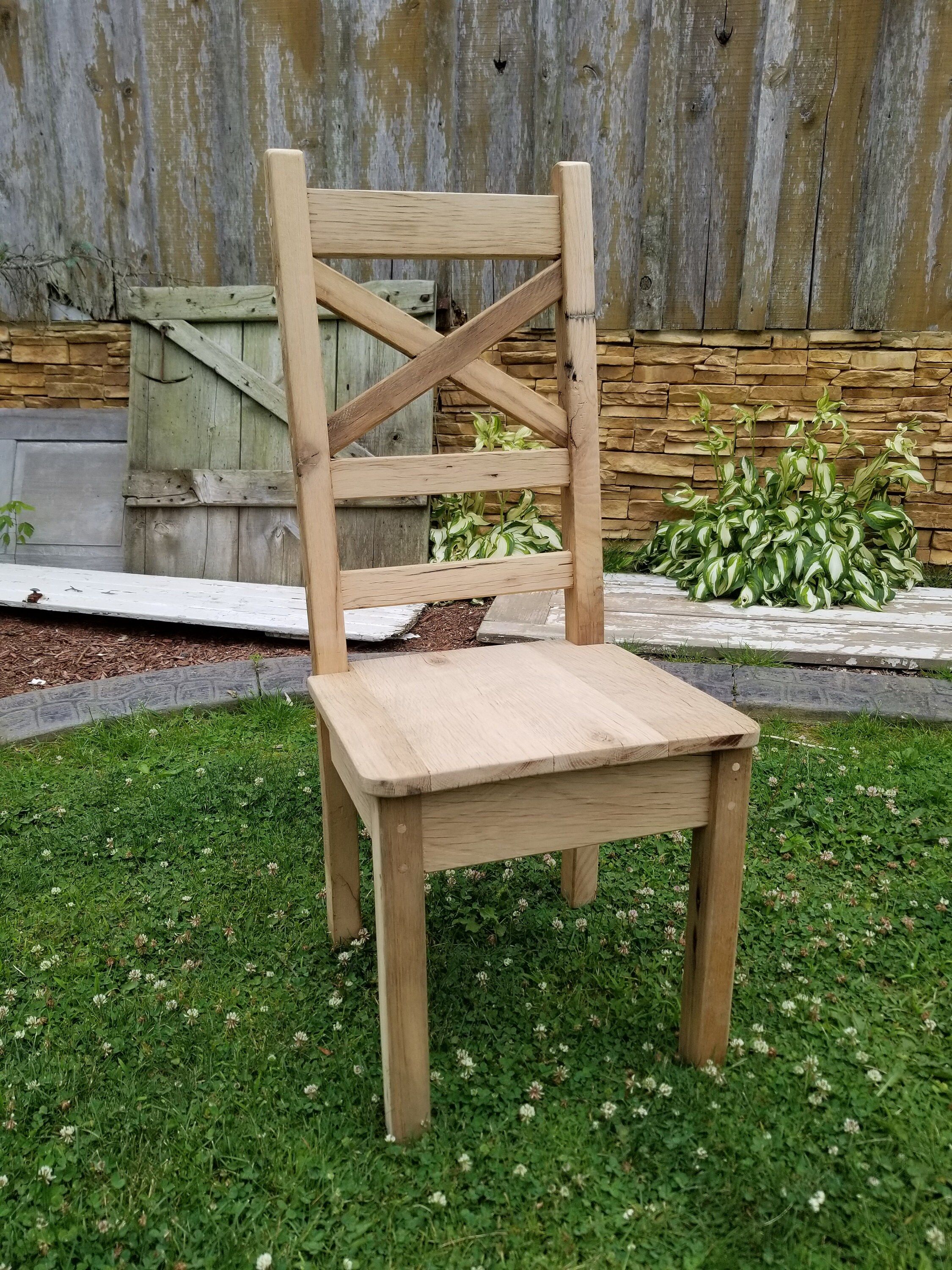 Reclaimed oak dining chair unfinished