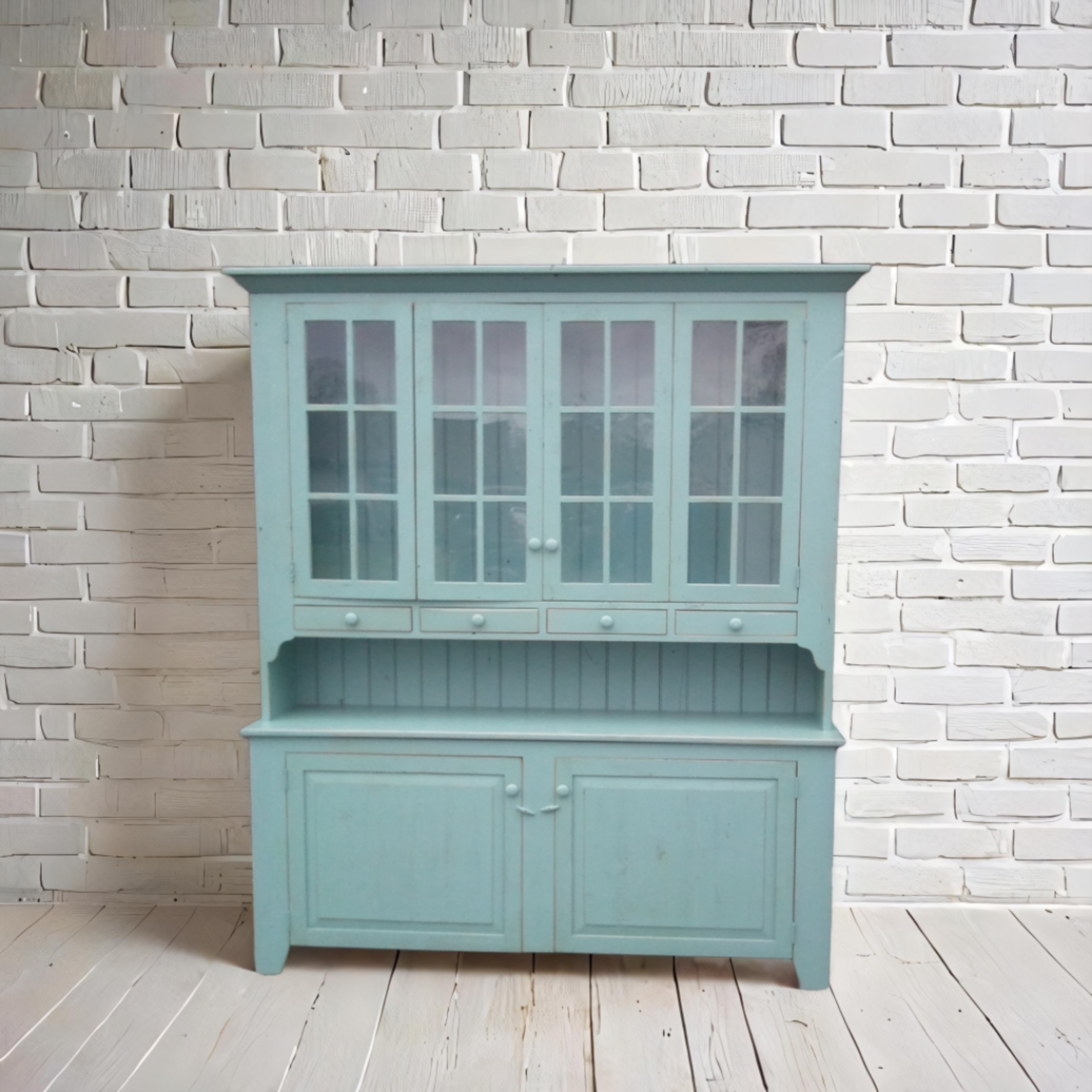 6 x 84 blue glass 2 door hutch