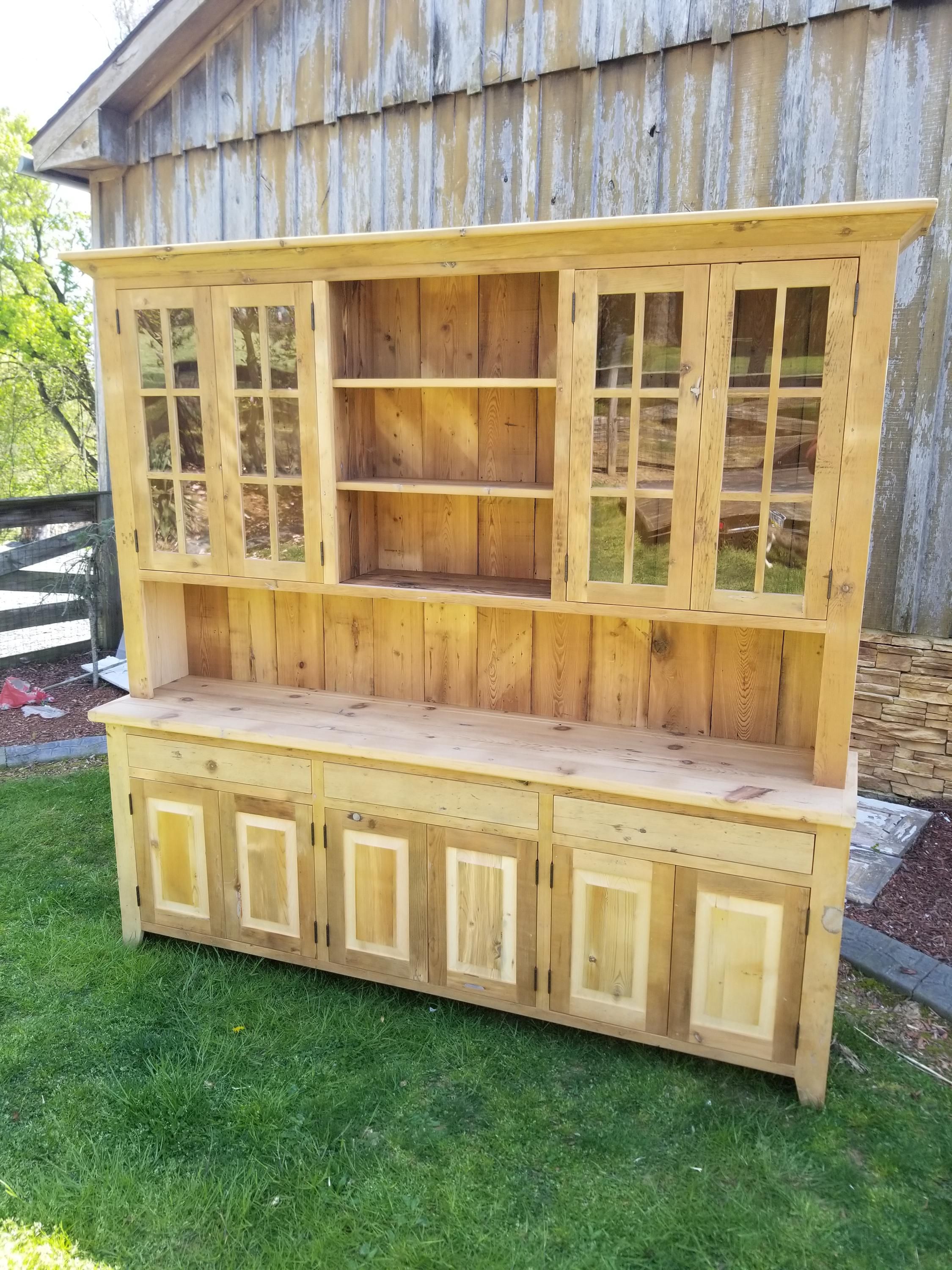 Farmhouse stepback hutch reclaimed pine