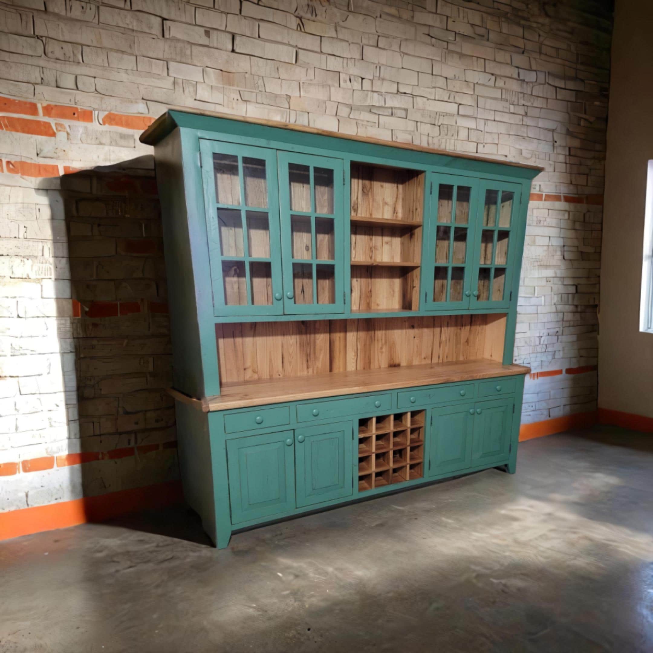 Farmhouse stepback hutch reclaimed pine