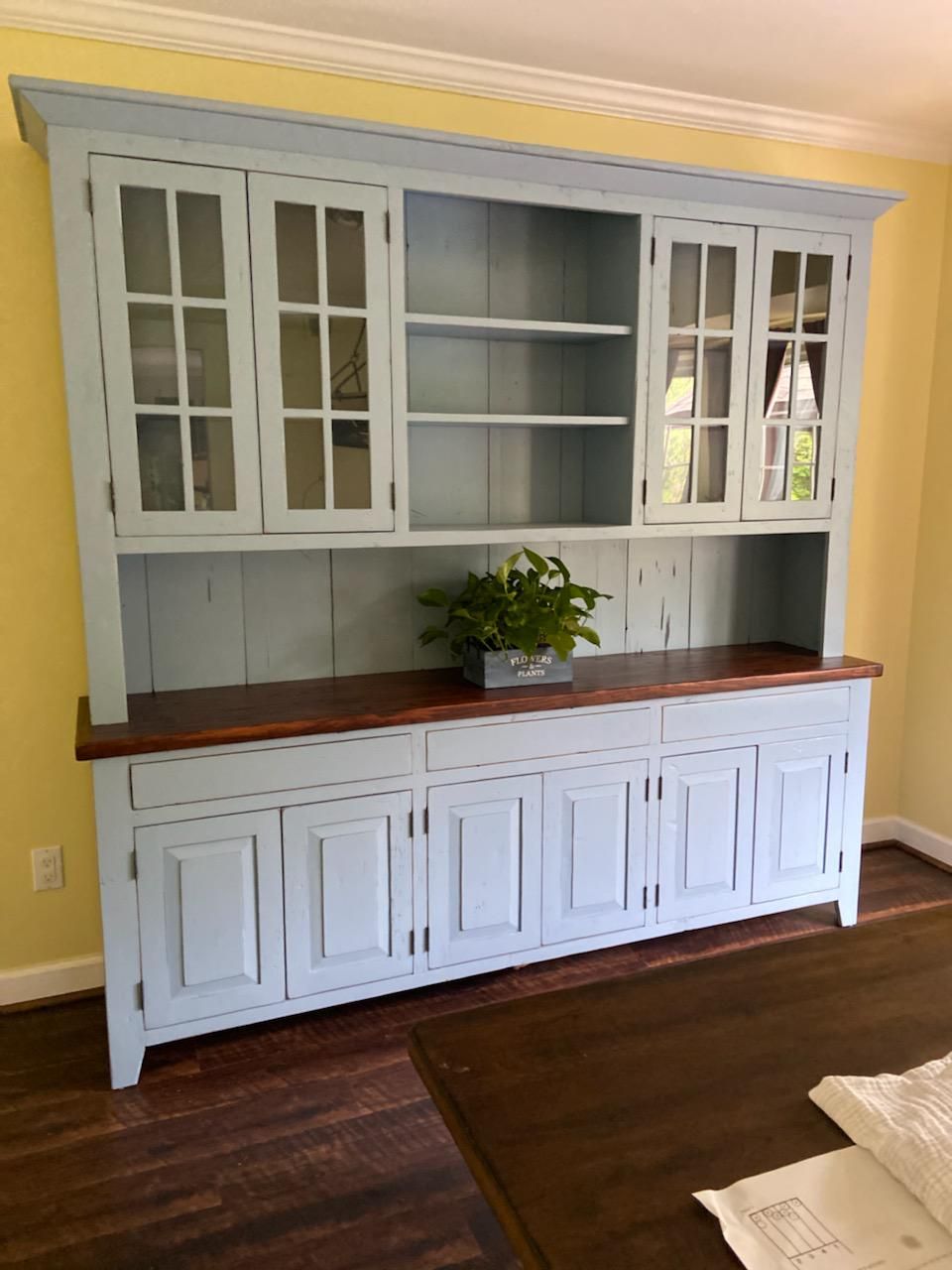 Farmhouse stepback hutch reclaimed pine