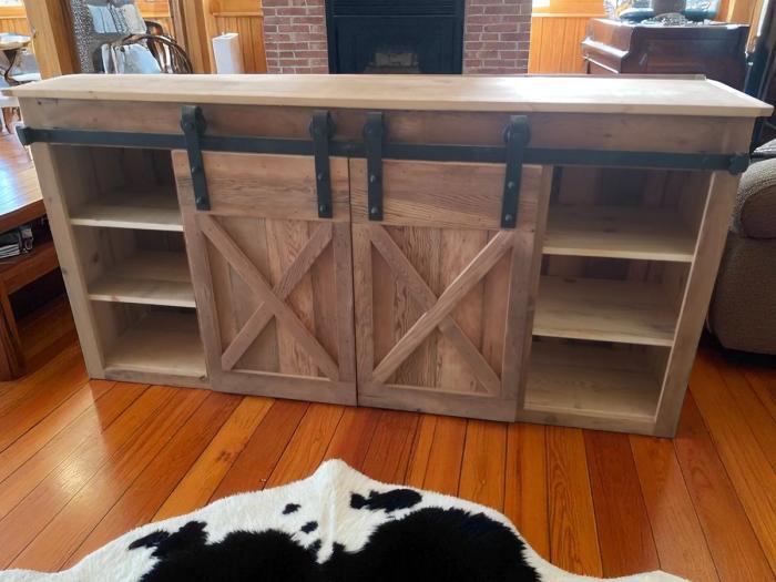 Reclaimed wood media console and entertainment center
