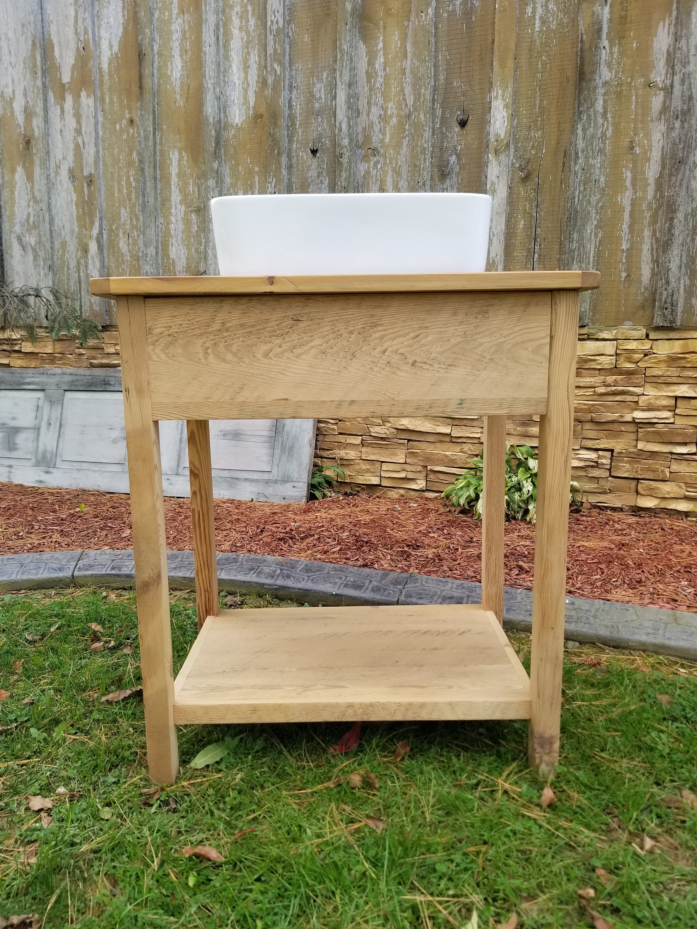 Reclaimed pine barnwood single sink