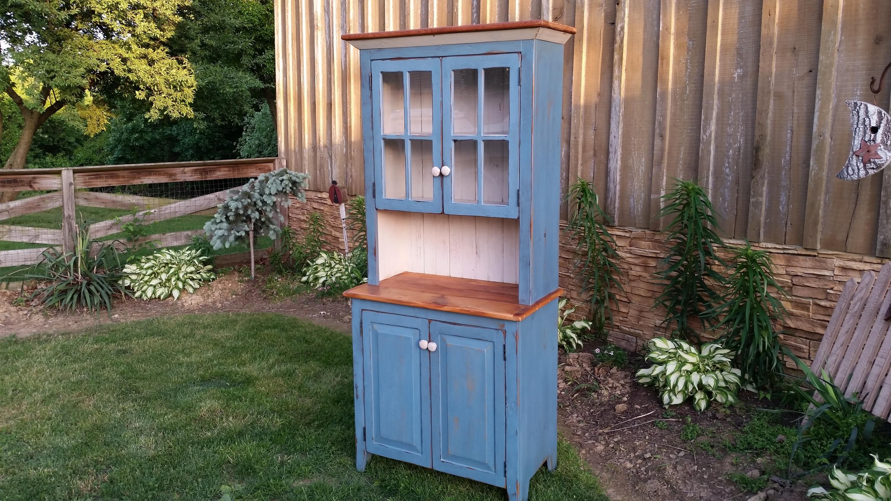 Reclaimed pine step back hutch farmhouse
