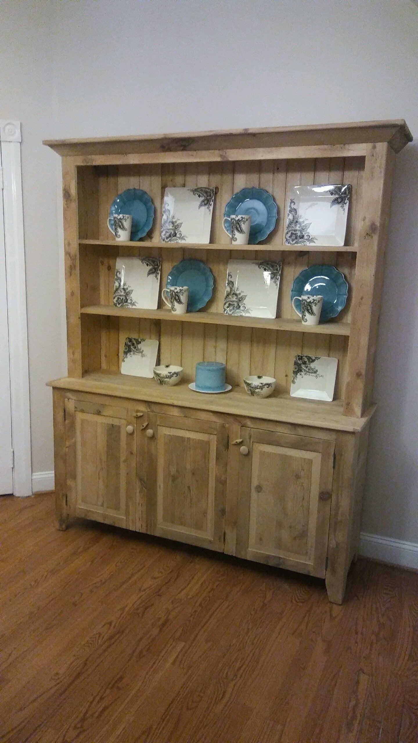 Reclaimed pine step back hutch farmhouse