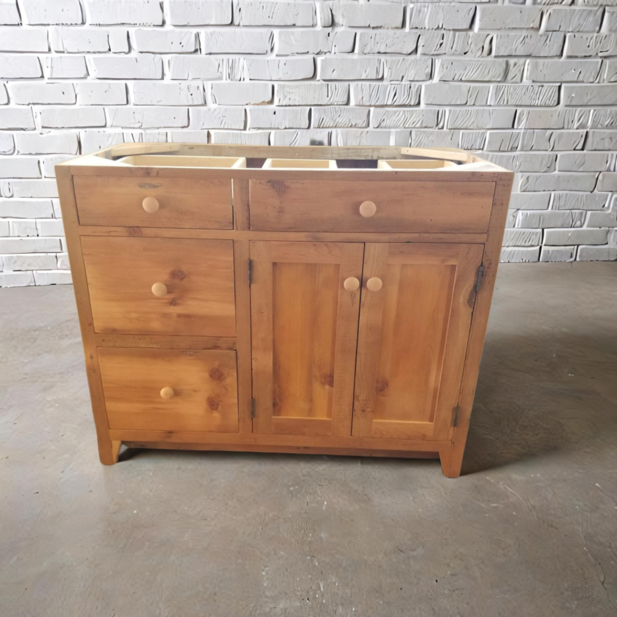 42 inch custom pine door with drawers on left