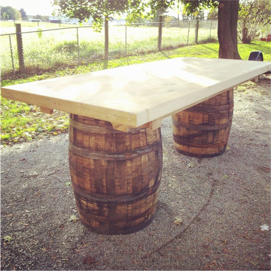 reclaimed wine barrel tables