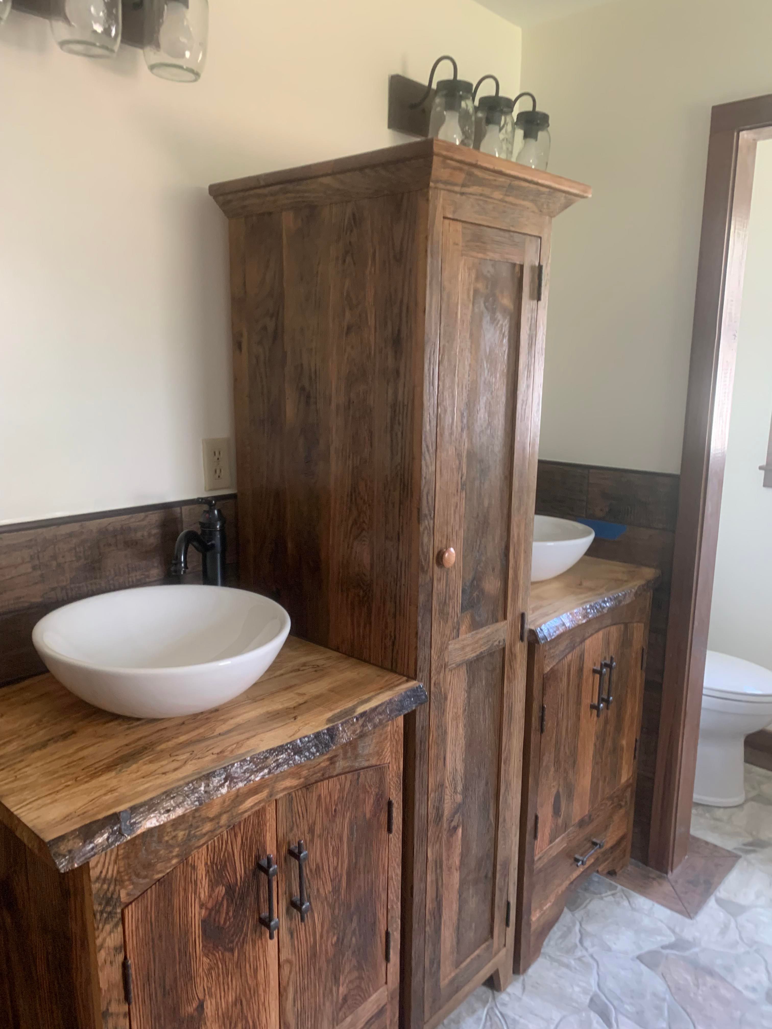 Reclaimed wood bathroom vanity