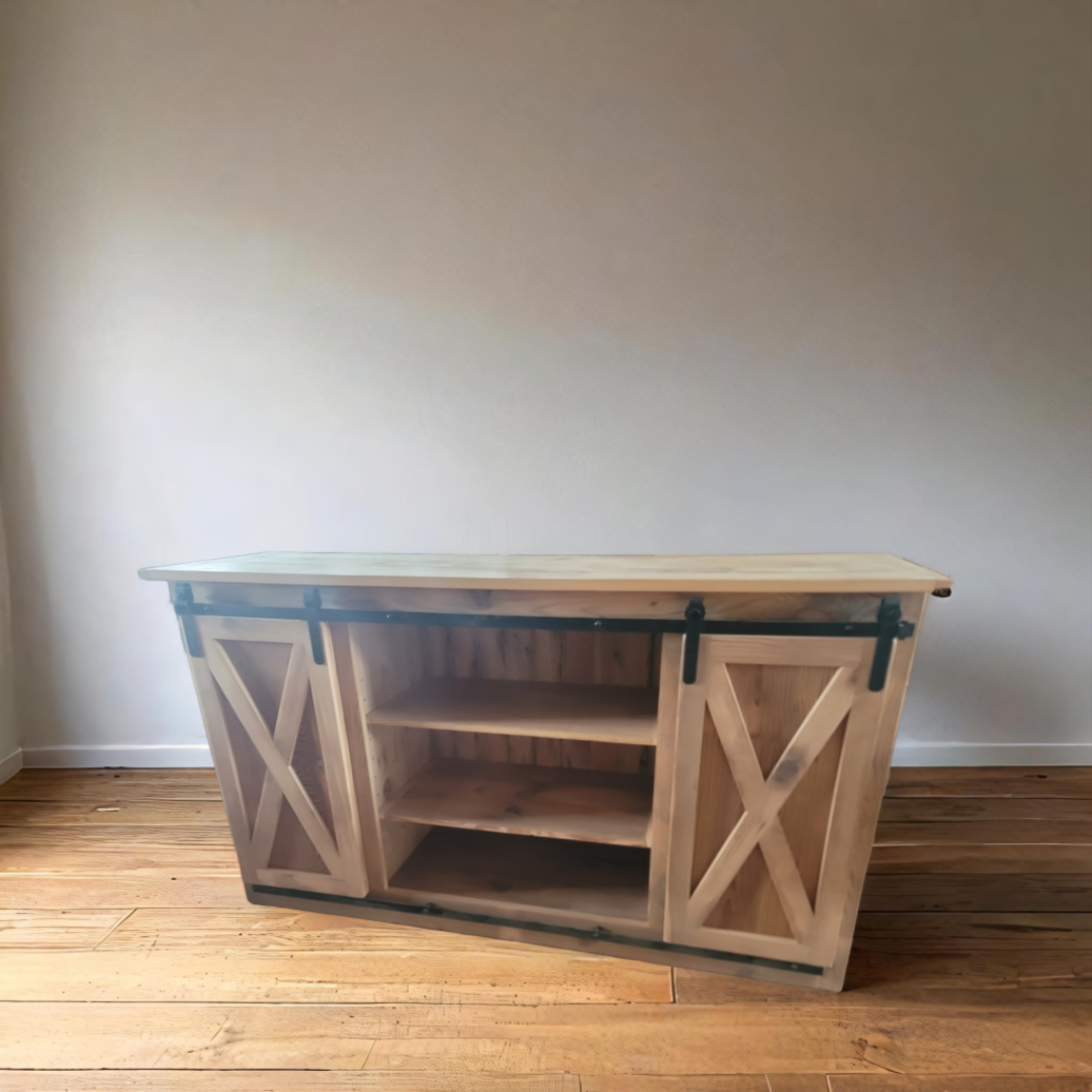 Rolling door cabinet