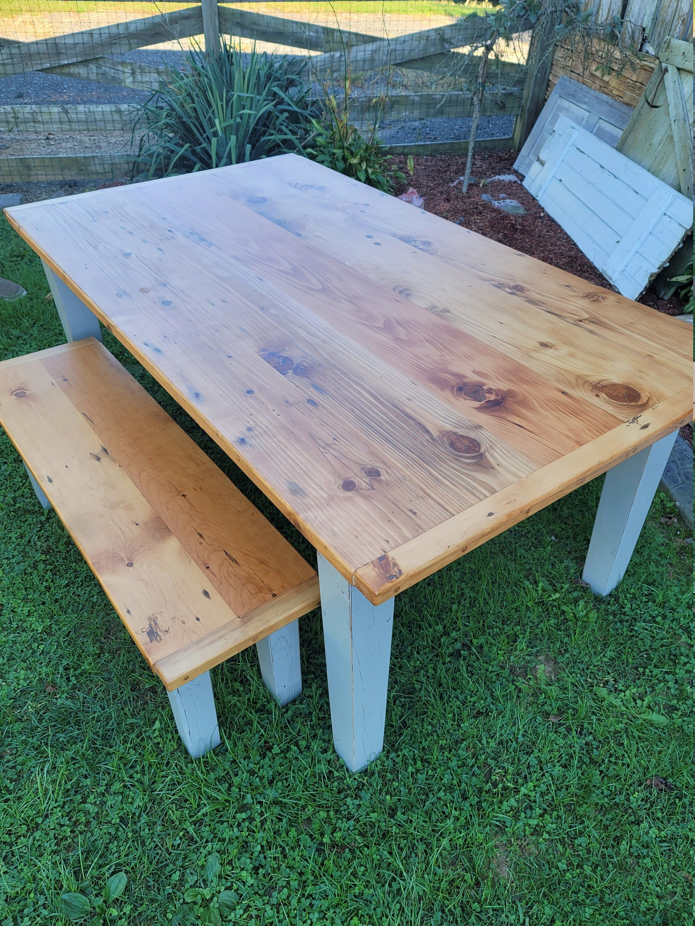 Reclaimed barnwood farm table with