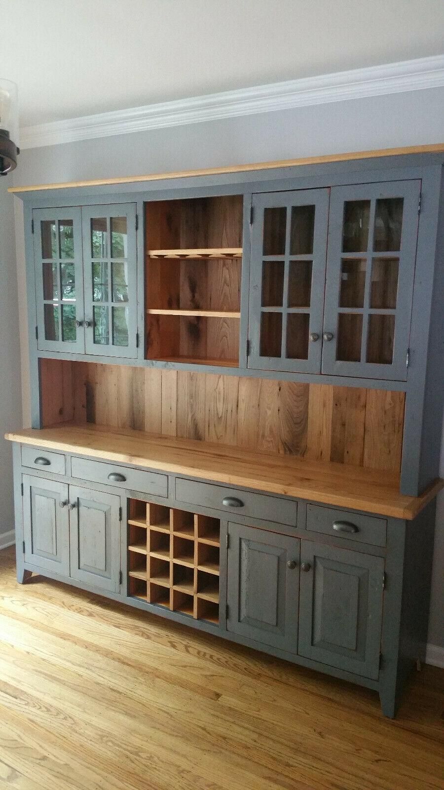 Farmhouse stepback hutch reclaimed pine