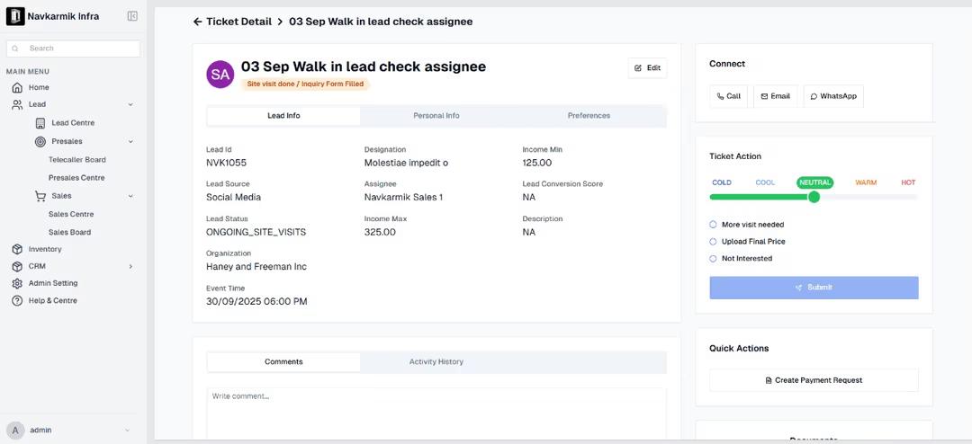 Leads CRM With Ticket Automation