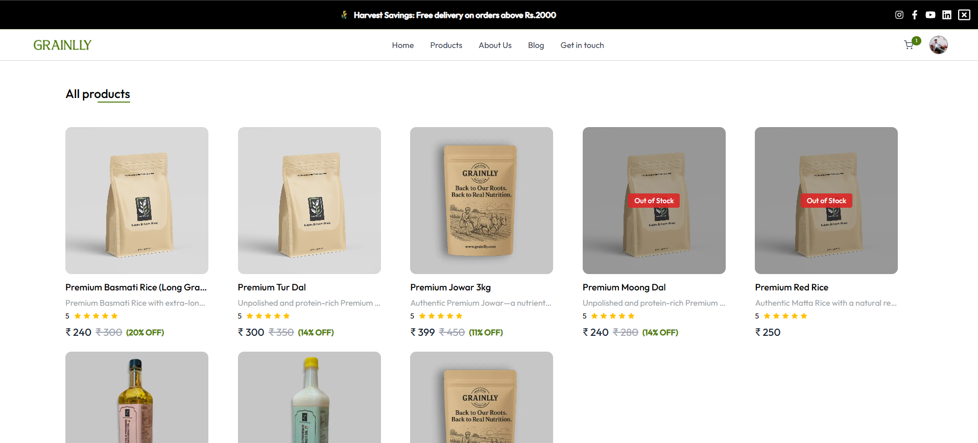 Grainlly – Premium Organic Grocery E-Commerce Platform