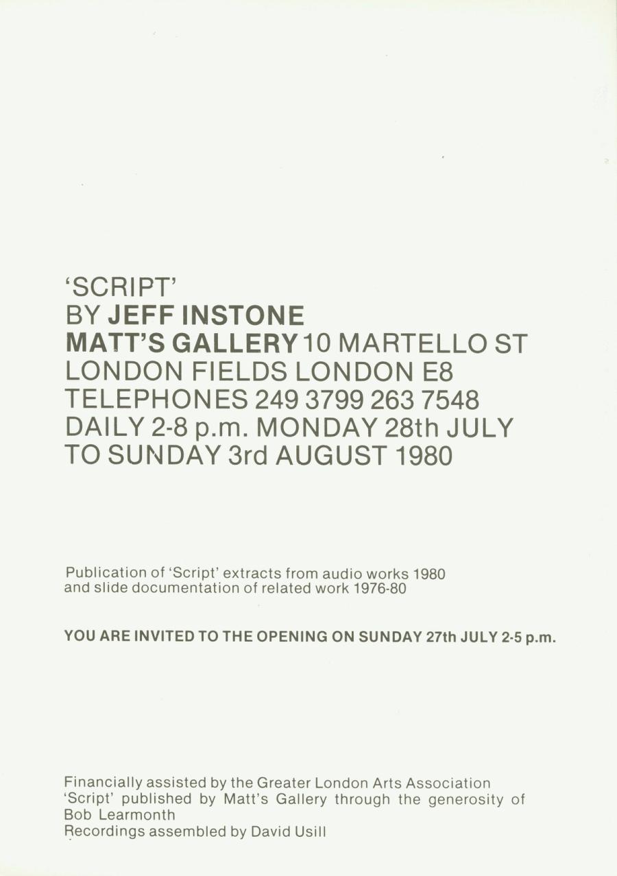 Matt’s Gallery – Script