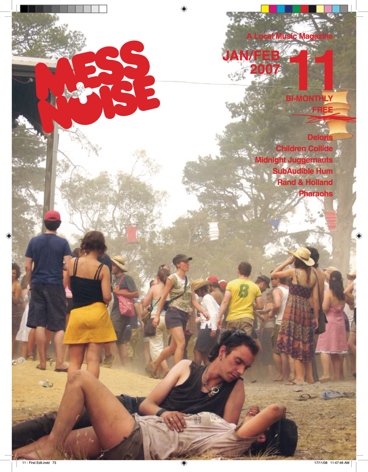 Mess+Noise magazine issue 11 cover, Jan/Feb 2007: festival photograph of a crowd, a couple lying on the ground in the foreground