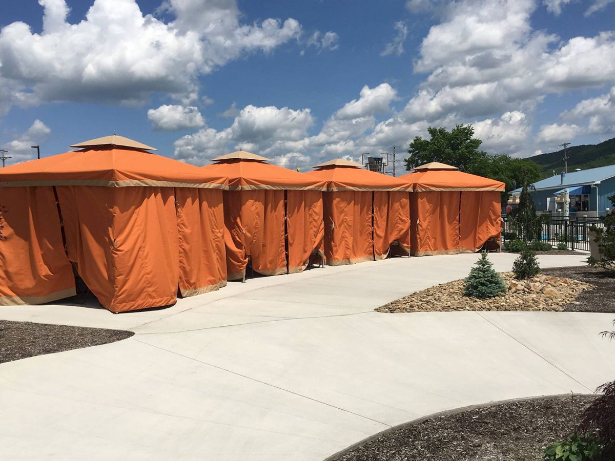 Cabanas at the Laguna Splash Water Park.