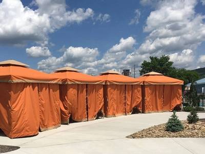 Cabanas at the Laguna Splash Water Park.