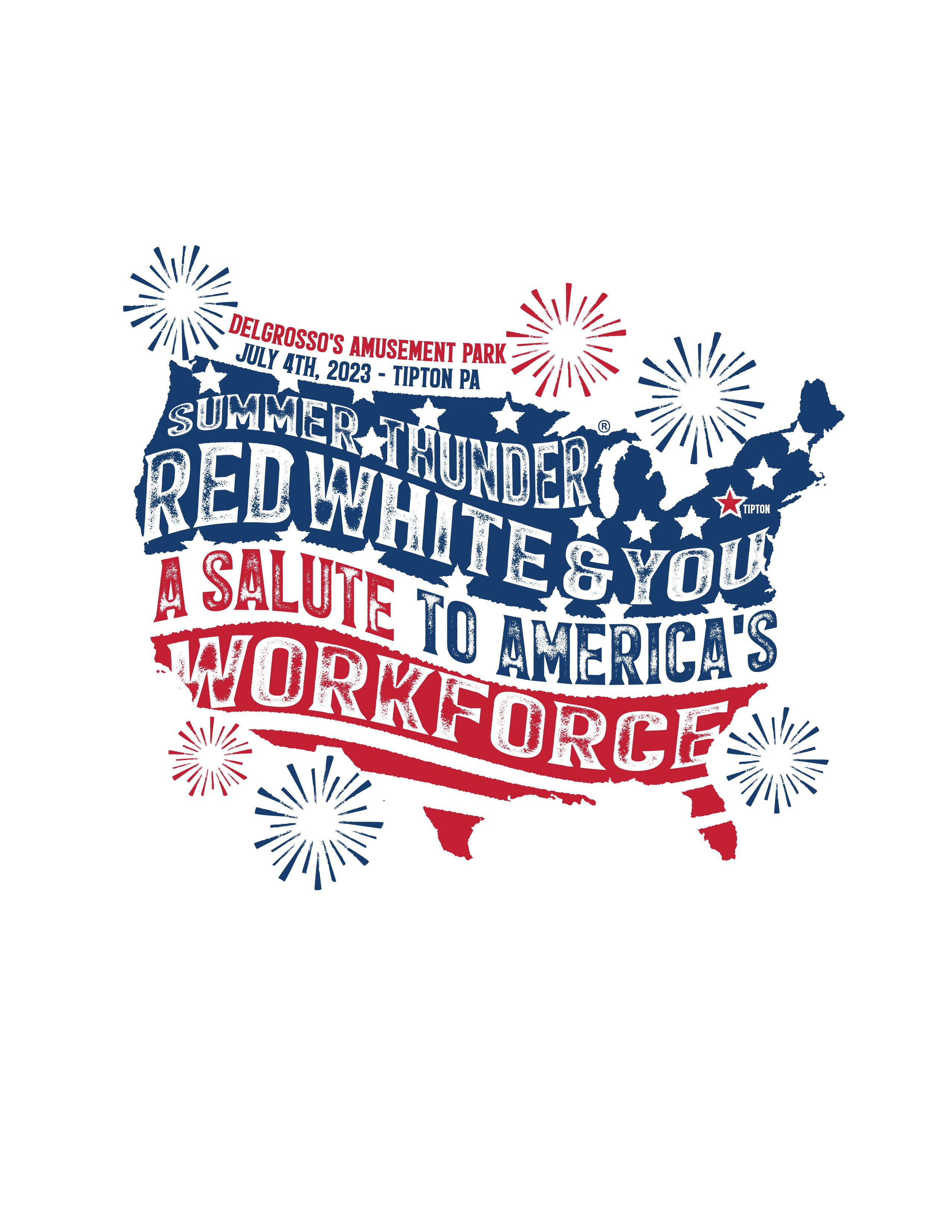 Summer Thunder Logo for 2023 - Red, White and You - A Salute to America's Workforce