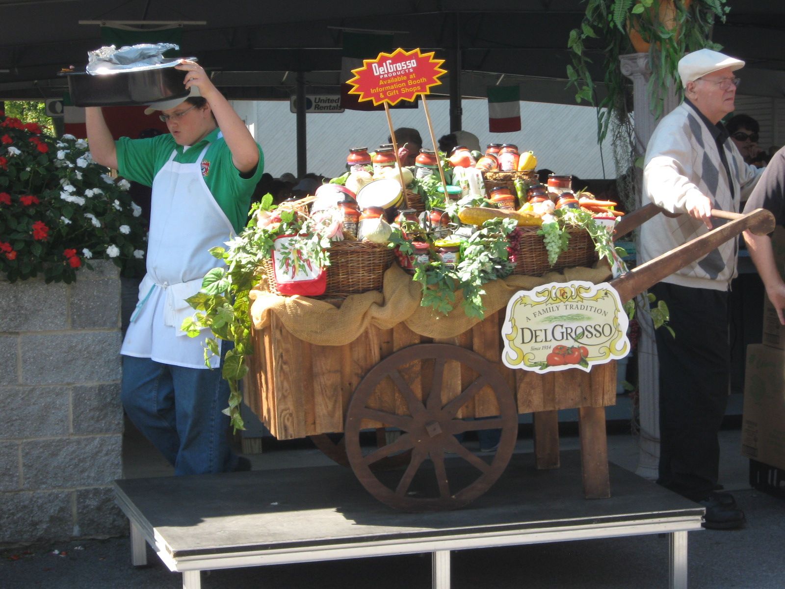 Cart of DelGrosso Sauces on display at Italianfest