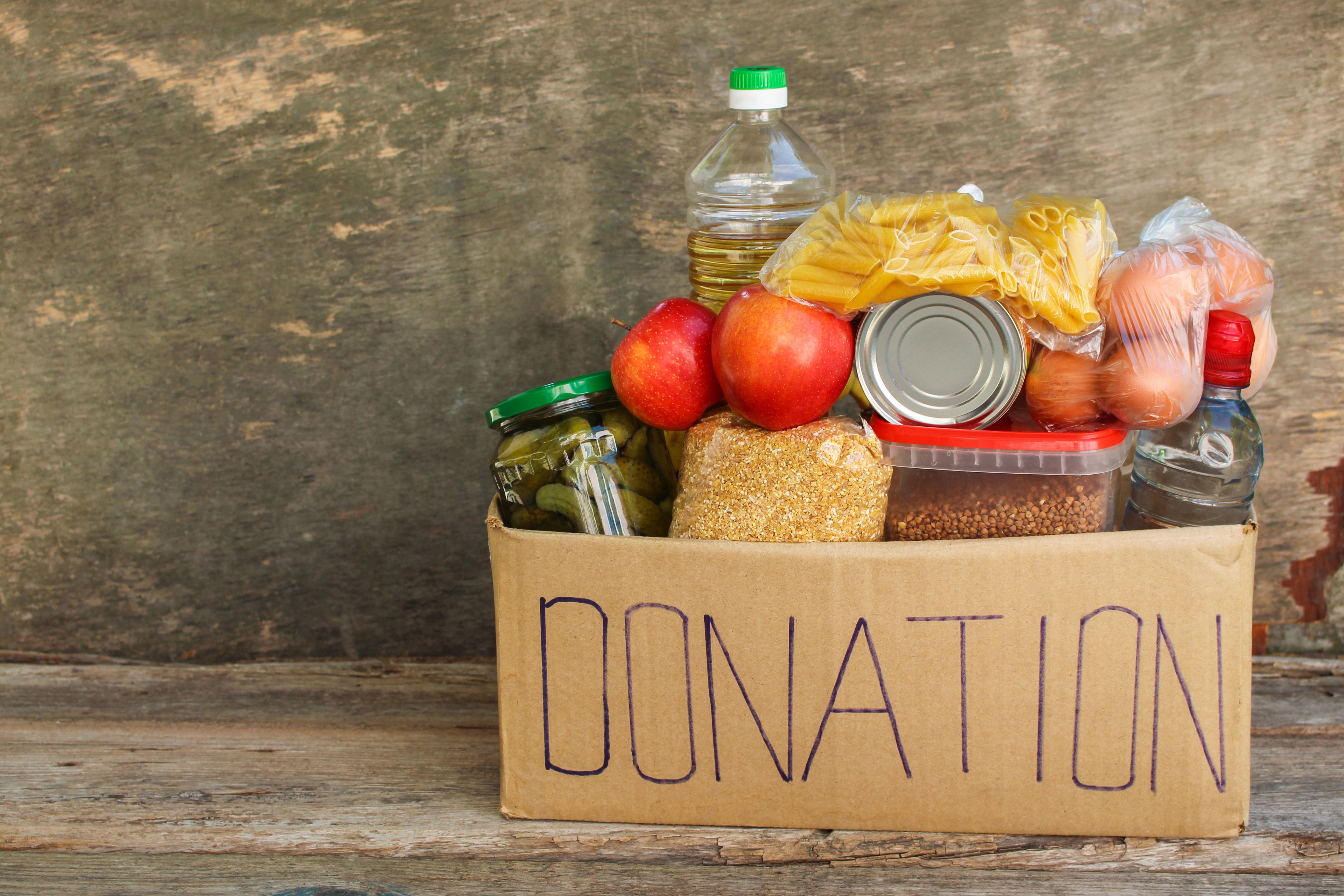 Donation box of food items