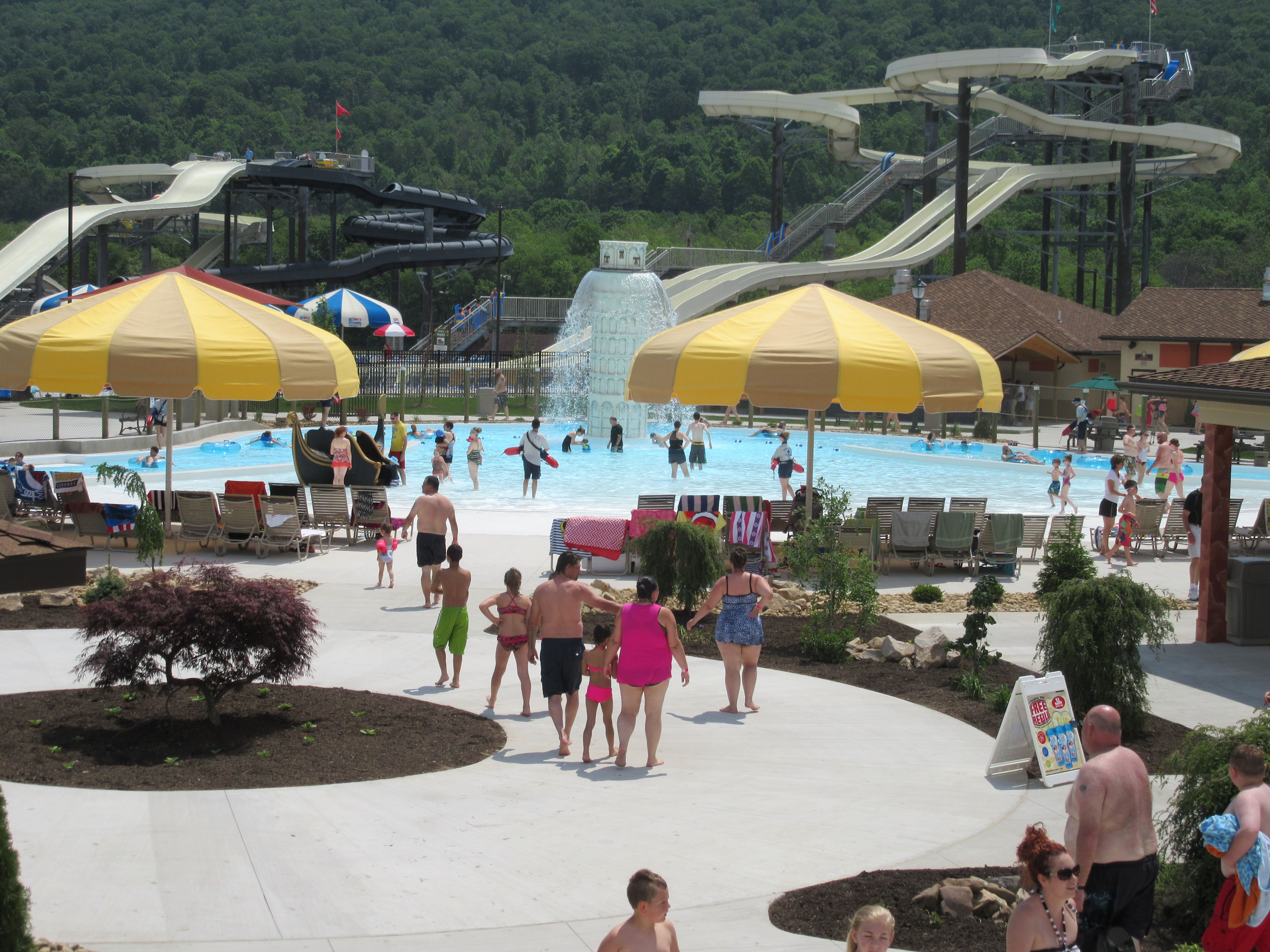 Bambini Cove with the Leaning Tower of Pizza at the Laguna Splash Water Park