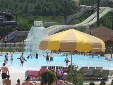 Bambini Cove with the Leaning Tower of Pizza at the Laguna Splash Water Park