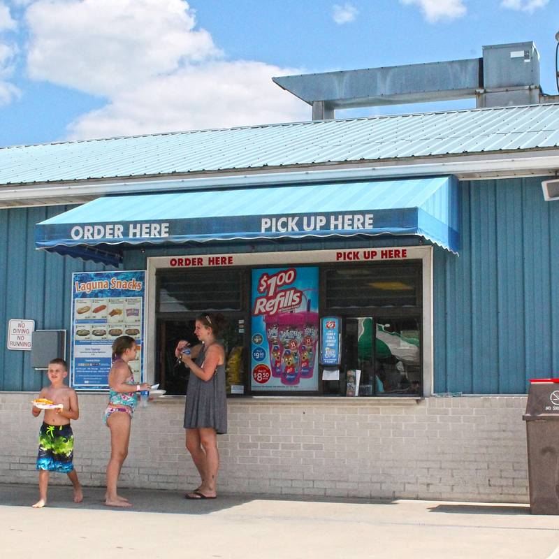 The Laguna Snacks concession stand inside Laguna Splash Water Park