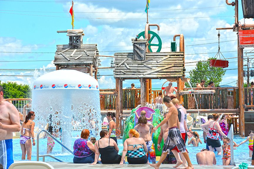 Mushrooms water feature at the Laguna Splash Water Park