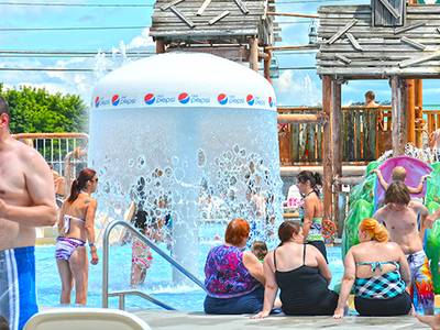 Mushrooms water feature at the Laguna Splash Water Park