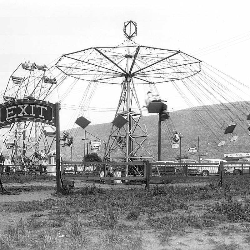 Historical photo of the old swing ride at the Park.