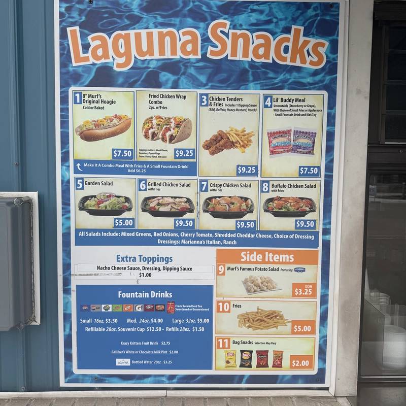 The Laguna Snacks concession stand inside Laguna Splash Water Park