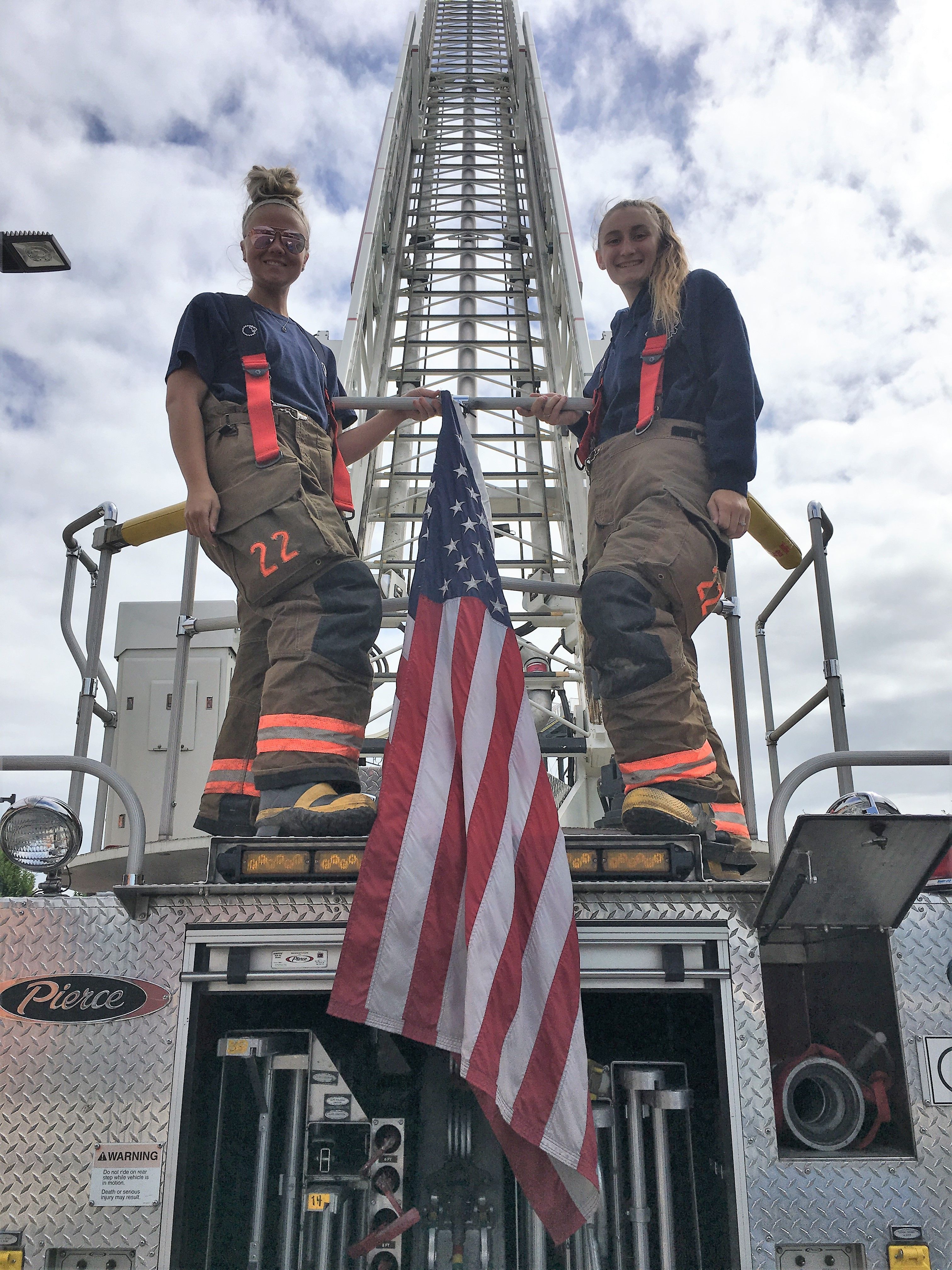 Local Firefighters on fire truck