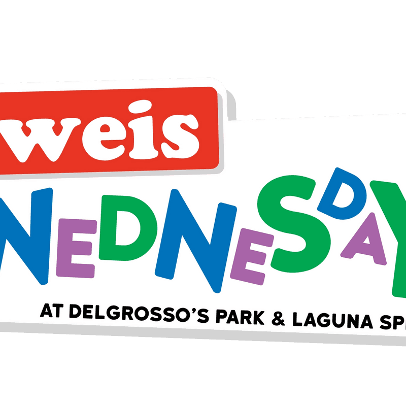 Weis Shoppers Card rendition with Wednesday at DelGrosso's Park & Laguna Splash written on it