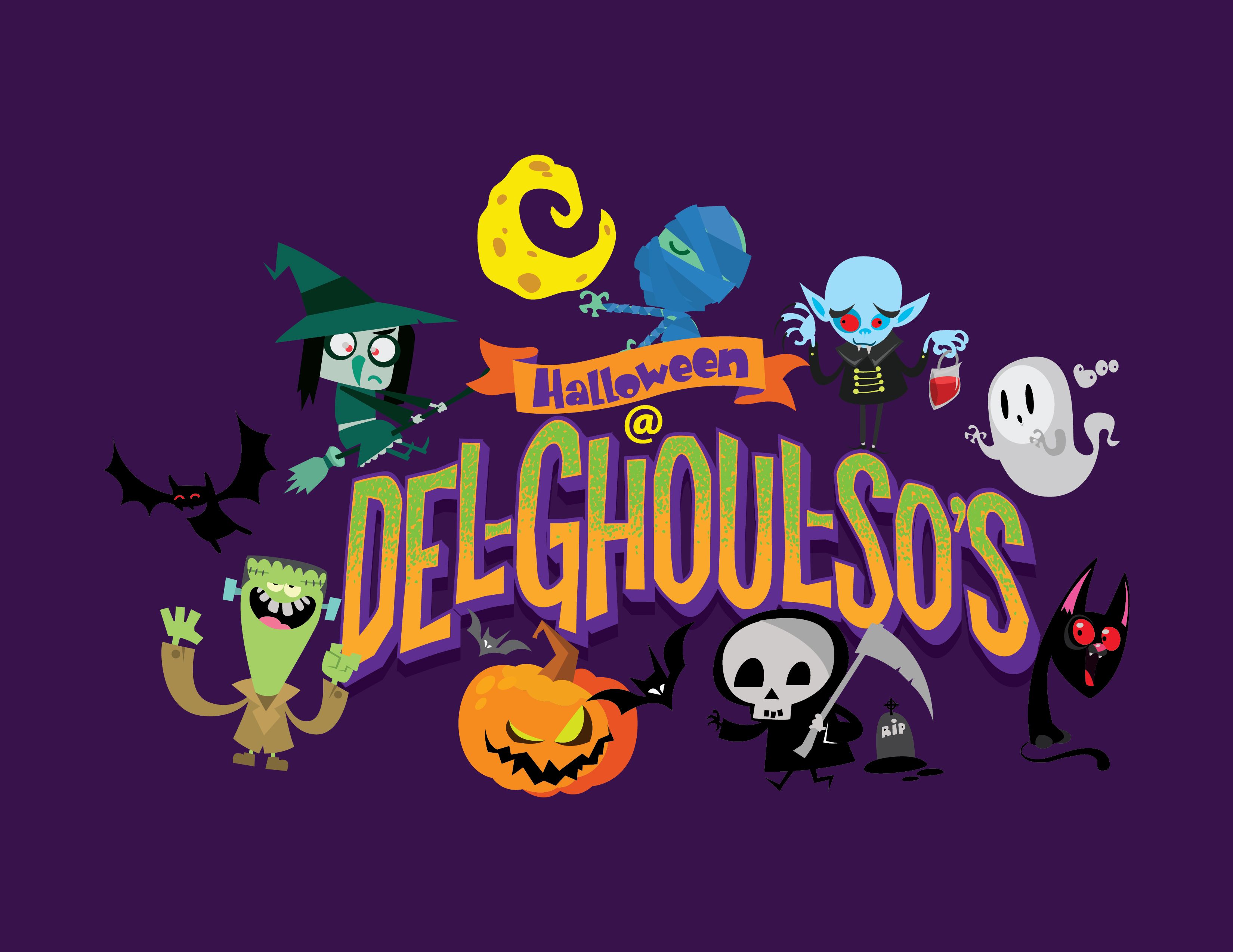 Del-Ghoul-So's logo with Halloween characters